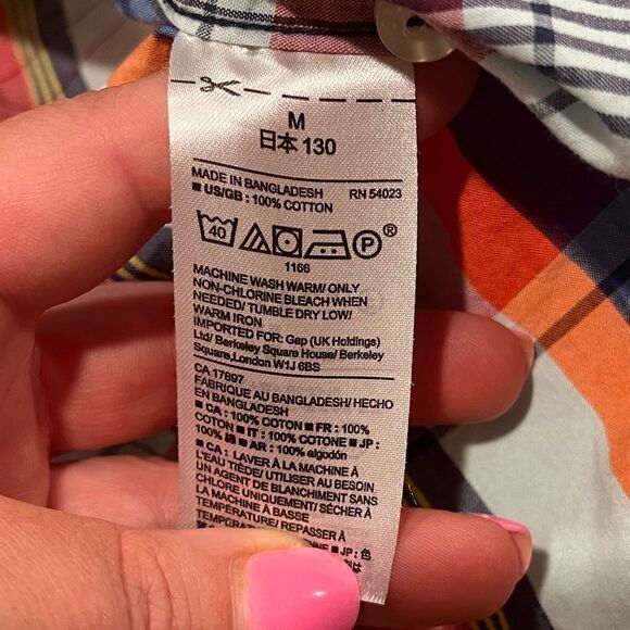 Gap Kids Boys Button-Up Long Sleeve Shirt Plaid Checked Multicolor Size M/8-9Y - Picture 3 of 4